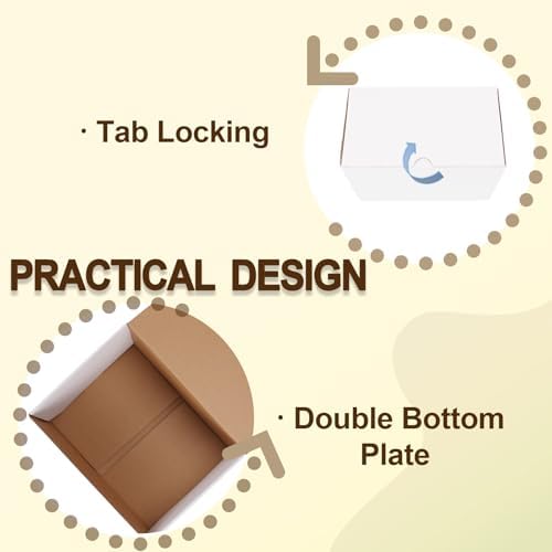 wiftrey 12x9x6 inches white shipping boxes pack of, side view