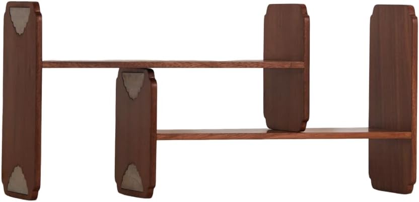 Walnut Display Organizer Expandable Desktop or Countertop Shelf with Drawer