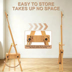 large beech wood h-frame easel,painting easel with storage,up showing dimensions