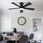 black ceiling fans with lights - 46" flush, view 9