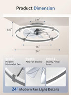 fanbulous 24" modern low profile ceiling fans with on a desk or shelf