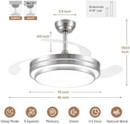 48 inch fandelier ceiling fan with light,modern retractable, side view
