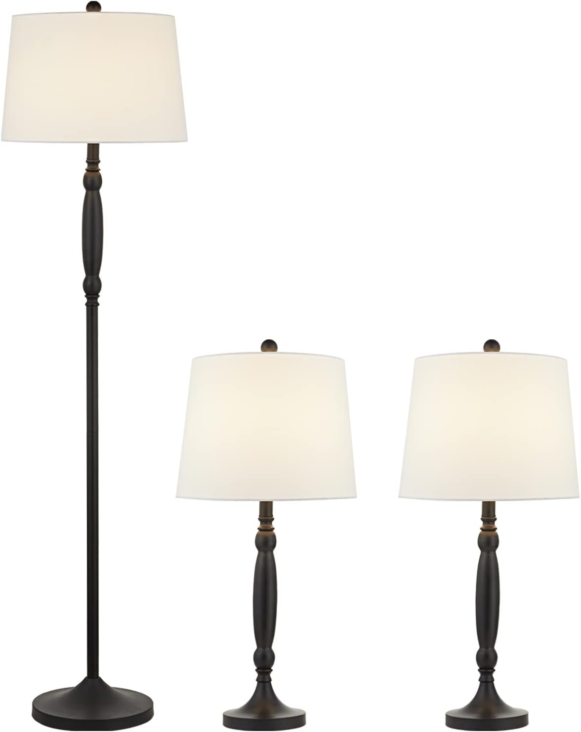 Maxax Lamp Set 3-Piece, Metal 3 Pack Table Lamps and Floor Lamp, Traditional ...