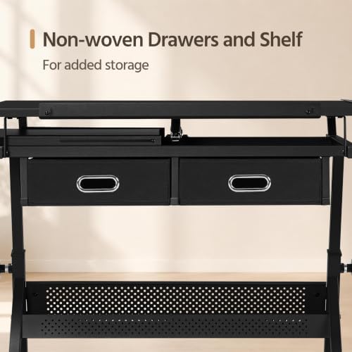 yaheetech adjustable drafting table art desk,storage drawers &, package contents