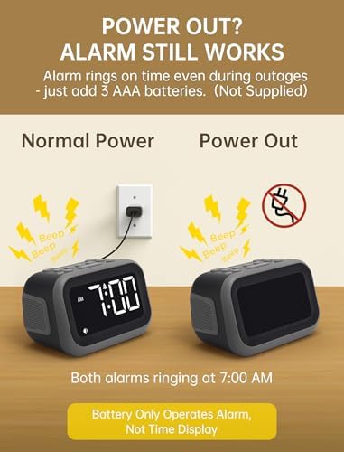 acedeck super loud alarm clock: 115db wake-up power, side view