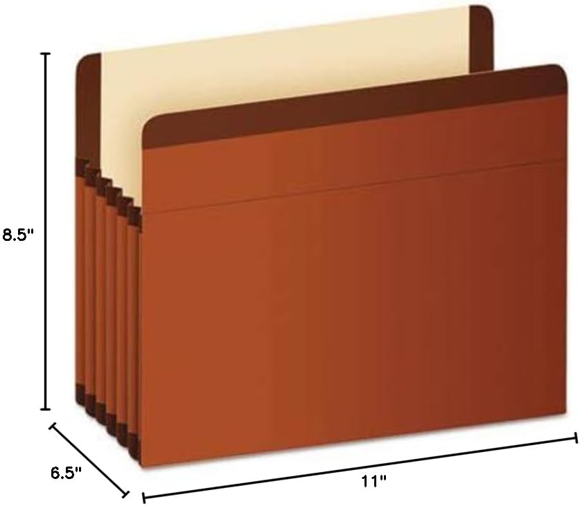 Pendaflex Expanding File Pockets, Letter Size, 5.25" Expansion, Reinforced with DuPont™ Tyvek® Material, Redrope, 10 per Box (1534G-OX)