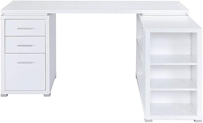 Pemberly Row L Shape Corner Storage Desk in White, Letter/Legal File, 5 - Image 4