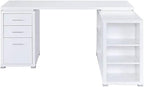 Pemberly Row L Shape Corner Storage Desk in White, Letter/Legal File, 5 - Image 4