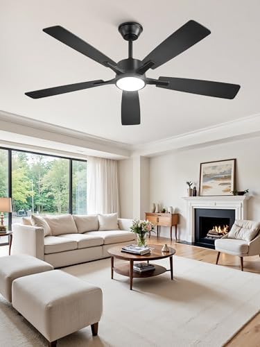 fanbulous 52 inch ceiling fans with lights, black, front angle view