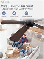 zmishibo 2 pack 52" ceiling fan with light, side view