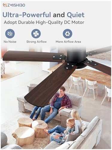 zmishibo 2 pack 52" ceiling fan with light, side view