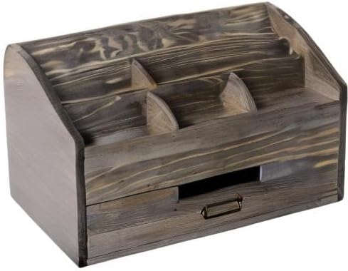 canwedance Distressed Rustic Wooden Office Desk Organizer 5 Compartment with ...