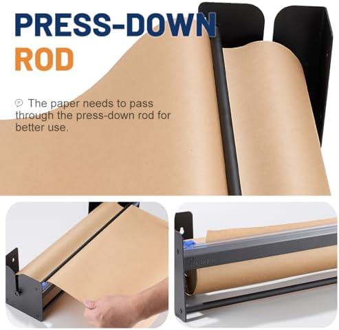 Perkhomy 18 Inch Paper Roll Dispenser and Cutter - Heavy-Duty Wall Mountable,...