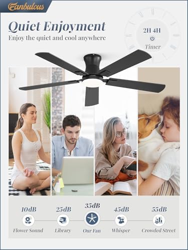 fanbulous 52 inch ceiling fan with light, low, side view