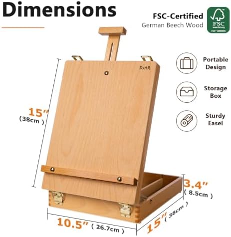 djar tabletop sketchbox art easel for painting, solid shown in use