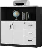 Filing Cabinet White/Black Wooden File Cabinet Multiple Combination Pack Removable Multi-Door Multi-Drawer Storage Office