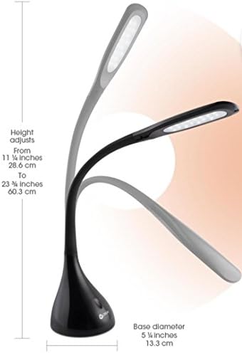 ottlite creative curves led desk lamp, black, close-up detail