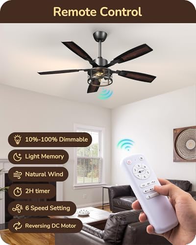 edishine 52" farmhouse ceiling fans with light and shown in use