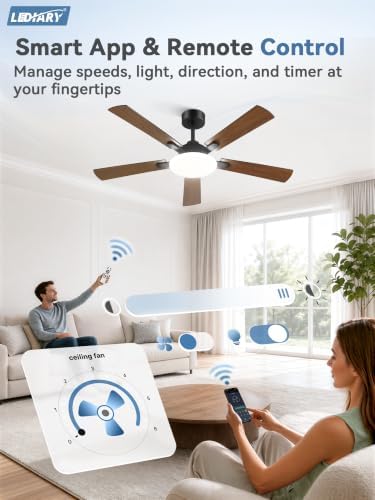 lediary 52 inch ceiling fans with lights dc shown in use