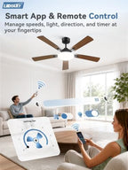 lediary 52 inch ceiling fans with lights dc shown in use