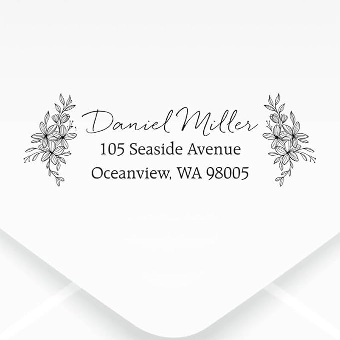 Custom Floral Address Stamp | Choose from 12 Designs | Multiple Ink Color - Image 2