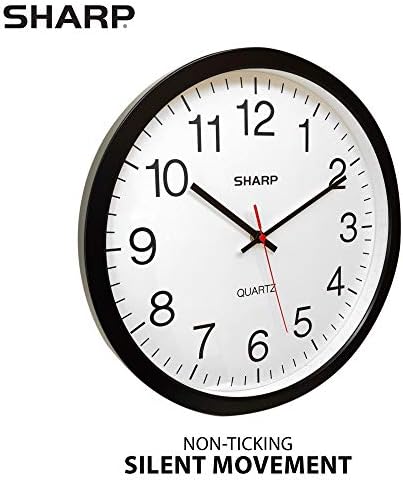 sharp 14-inch battery wall clock, silent non-ticking, easy-read shown in use