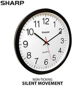 sharp 14-inch battery wall clock, silent non-ticking, easy-read shown in use