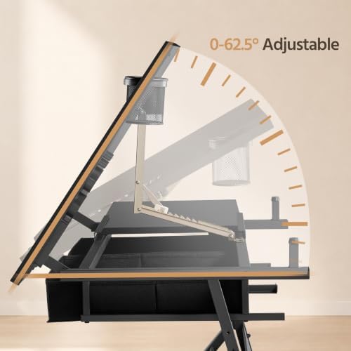 yaheetech adjustable drafting table art desk,storage drawers & on a desk or shelf