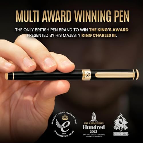 Scriveiner Black Lacquer Rollerball Pen - Stunning Luxury Pen, Real Gold Plat...