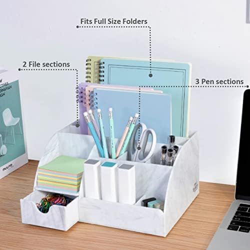 my space organizers marble desk organizer for office, front angle view