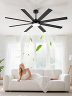 depuley 66" ceiling fans with lights: black indoor/outdoor, front angle view