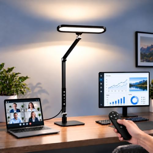 LIONVISON LED Desk Lamps for Office: Clamp & Stand Double Side Desk Light