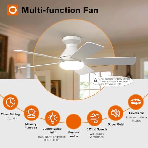 addlon 42 inch white low profile ceiling fans shown in use