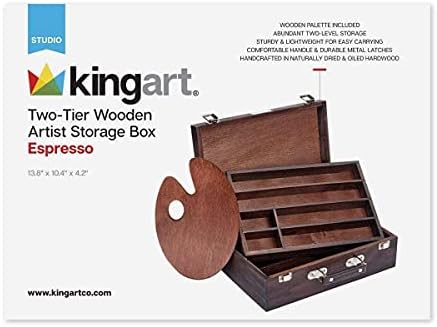 kingart wood art storage box with espresso stain shown in use