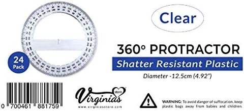 Pack of 24, 360-degree Protractor, 12.5cm Diameter, Crystal Clear - Image 2