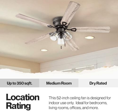 portage bay ceiling fans 52" renton bronze indoor showing dimensions