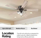 portage bay ceiling fans 52" renton bronze indoor showing dimensions