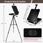 black french style easel sketch box with aluminum shown in use