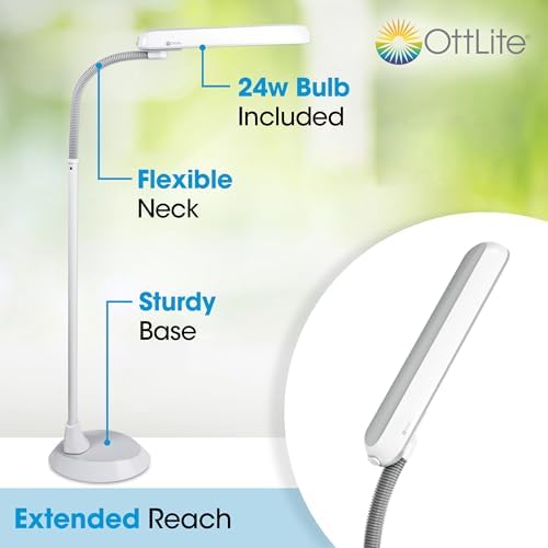 OttLite 24 Watt Floor Lamp with Flexible Neck