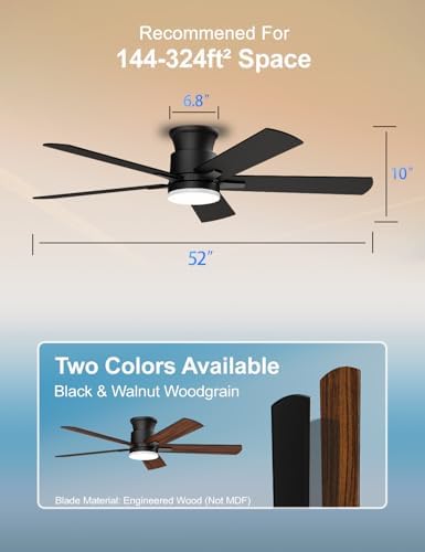 ceiling fans with lights 52 inch, flush mount on a desk or shelf