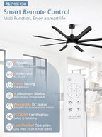 zmishibo 72 inch ceiling fans with lights,8 aluminum, side view