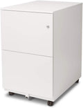 Aurora Modern Soho Design 2-Drawer Metal Mobile File Cabinet with Lock Key/Fully Assembled, White