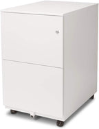 Aurora Modern Soho Design 2-Drawer Metal Mobile File Cabinet with Lock Key/Fully Assembled, White