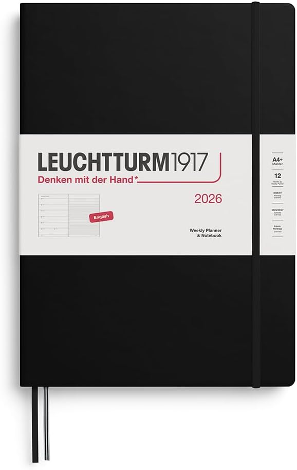LEUCHTTURM1917 372640 Weekly Calendar & Notebook Master (A4+) 2026, Black...