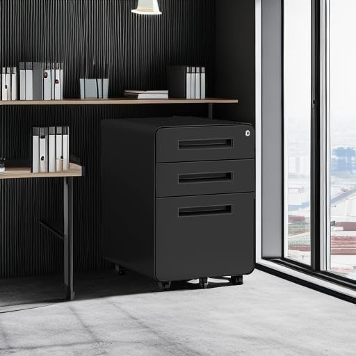 MIIIKO Mobile Filing Cabinet 3 Drawer, Rolling Small File Cabinet - Image 5
