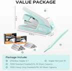 Marsrock Heavy Duty Stapler for Desk with 40-50 Sheet, 2000 Staples, Green | Classroom Stapler, Teacher Stapler, Office Stapler, Ergonomic & Easy-to-Load Desktop Stapler, Magnetic Staple Remover
