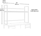 Desk Hutch with 1-Inch Thick Top, 60" Open Storage Shelf for Work Table, Metal Frame Hutch with Open Shelves, Brown & Grey
