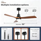 sofucor 52 inch solid wood ceiling fans with, package contents