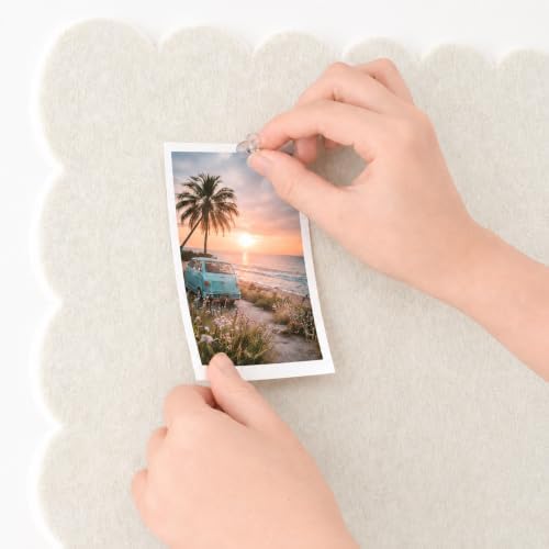 Scalloped Felt Bulletin Board 36 x 24 Inches (Warm Beige)