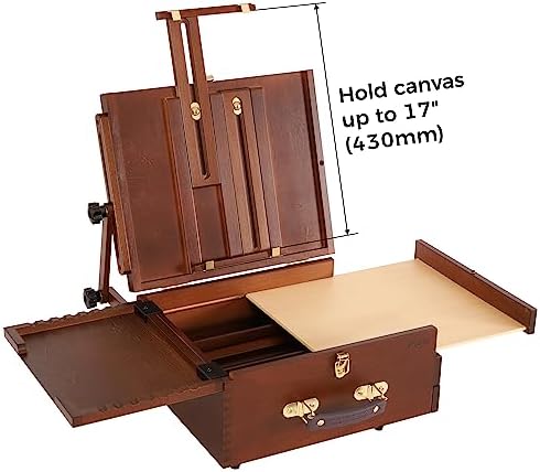 viswin portable plein air easel, pochade box with, side view